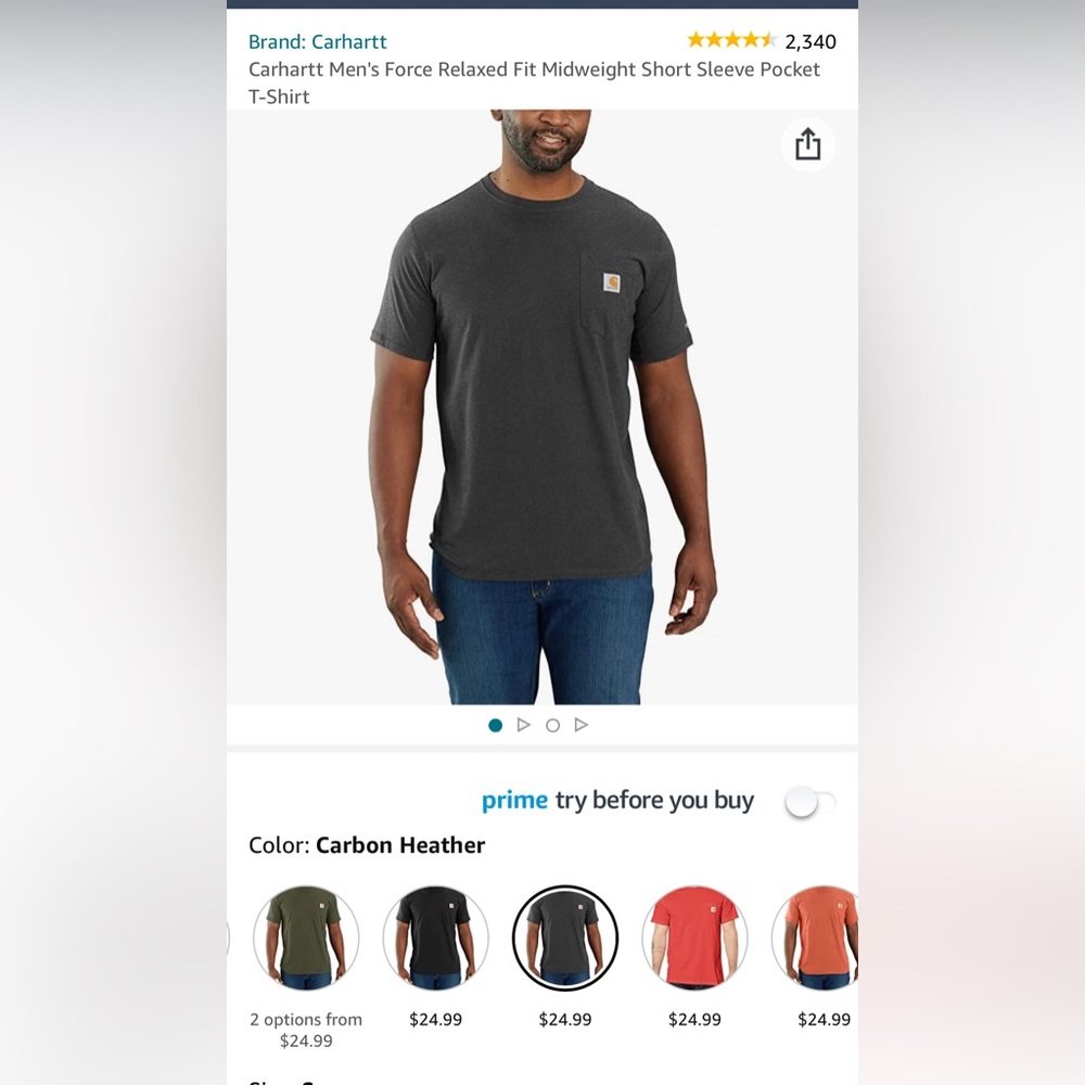 Carhartt Men's Force Relaxed Fit Midweight Short Sleeve Pocket T-Shirt